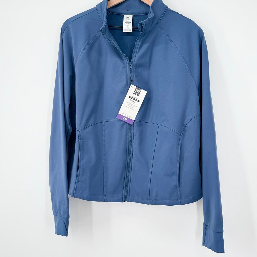 NWT Member’s Mark XXL Extra Warm Full Zip Jacket Blue Thumbholes Stretch Cozy